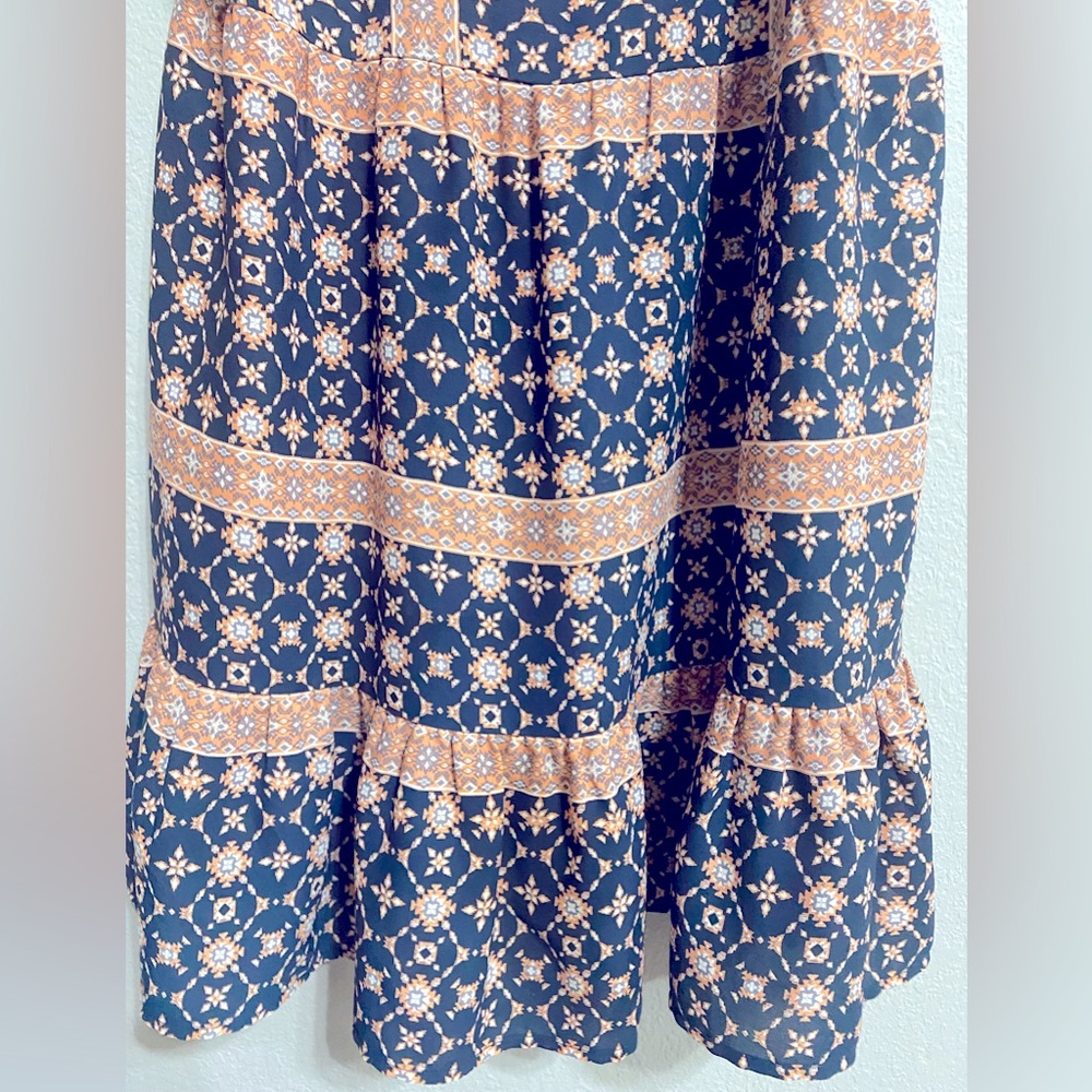 Altar’d State size Large Navy blue boho print empire waist dress - Picture 3 of 8
